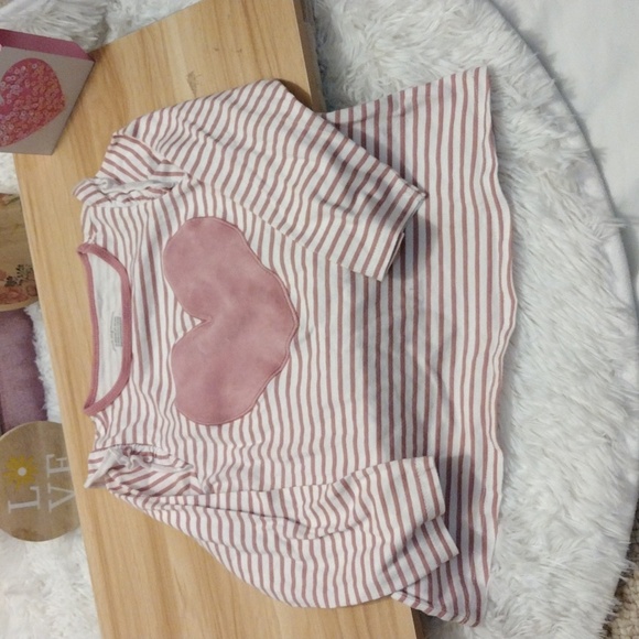 First Impressions Pink and White Heart Striped Shirt 24 Months - Picture 5 of 6